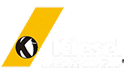 Logo Kiesel avec texte blanc, parallélogramme jaune incliné et cercle noir contenant un K stylisé.